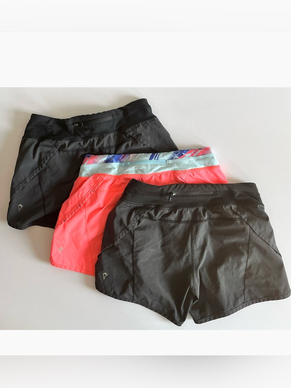 Ivivva girls running shorts bundle 12 relay racer lined black coral Lululemon